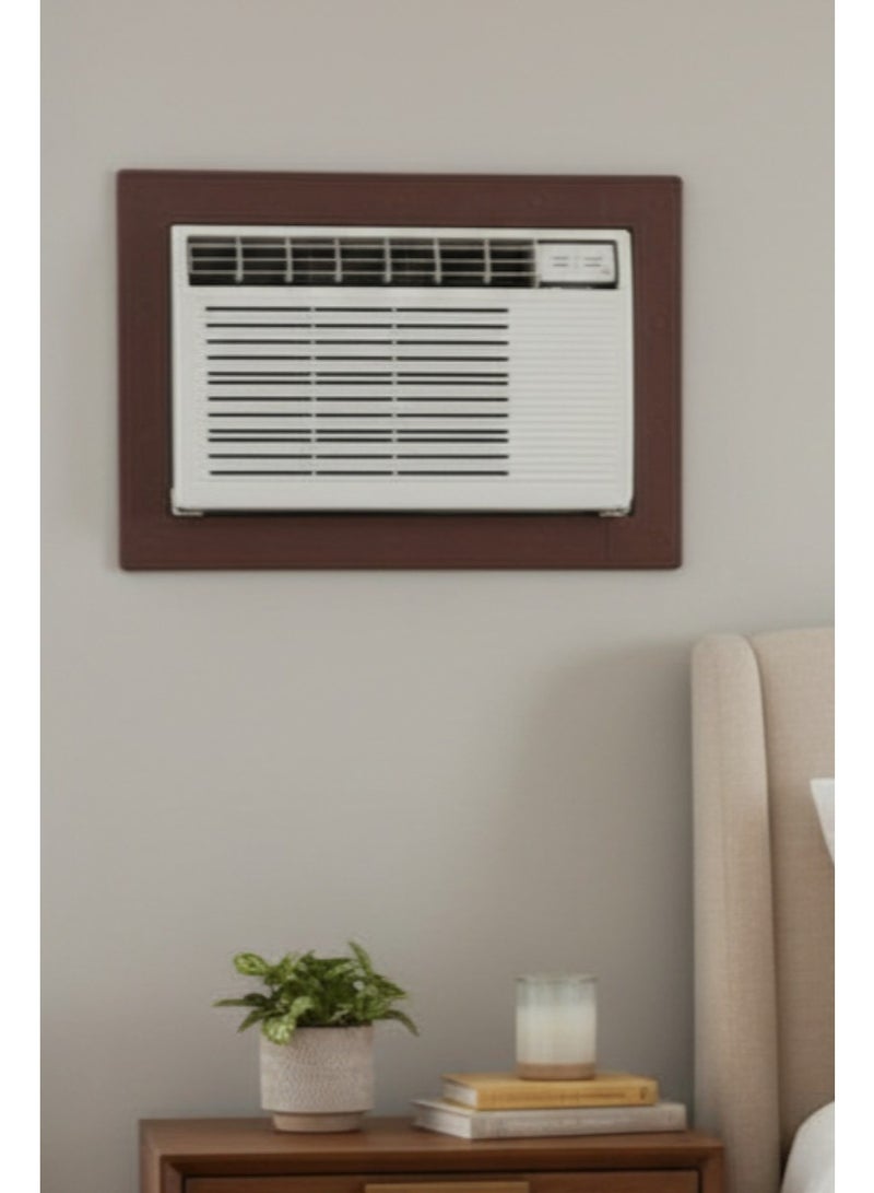 بهنس برواز مكيف شباك ذكي بلاستيك بني جاهز عالي الجودة براويز مكيفات شباك لاحاجة الى مسامير التثبيت اطار و ديكور المكيف الشباك مانعة للغبار والحشرات يحافظ على هواء التكييف كاملا بالغرفة سهولة الفك التركيب التنظيف - Image 5